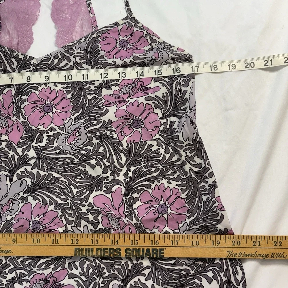Gilligan O'Malley Satin‎ Slip Dress Medium Purple Floral Lace Coquette Y2K Fairy